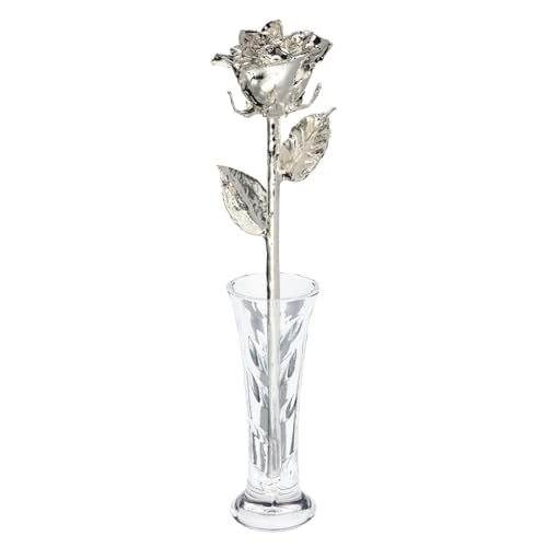 Forever Rose Real 24K Gold Rose & Clear Glass Bud Vase, Genuine One of a Kind Rose Hand Dipped in 24K Gold to Last a Lifetime