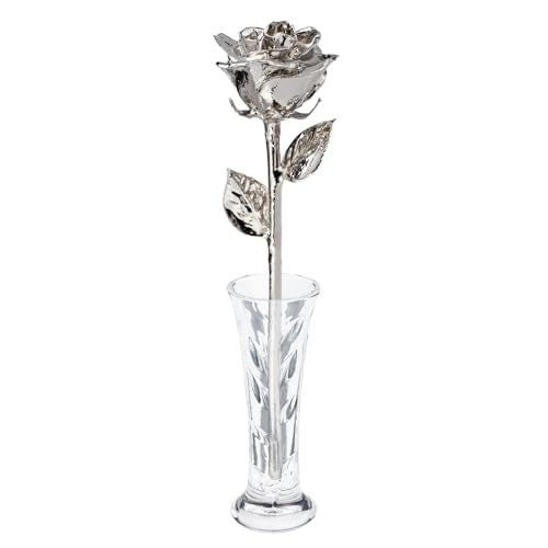 Forever Rose Real 24K Gold Rose & Clear Glass Bud Vase, Genuine One of a Kind Rose Hand Dipped in 24K Gold to Last a Lifetime