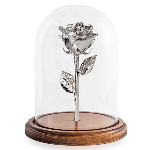 Forever Rose Real 24K Gold Rose & Clear Glass Bud Vase, Genuine One of a Kind Rose Hand Dipped in 24K Gold to Last a Lifetime