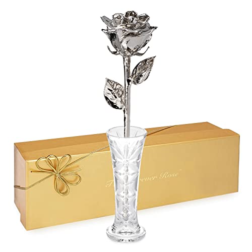 Forever Rose Real 24K Gold Rose & Clear Glass Bud Vase, Genuine One of a Kind Rose Hand Dipped in 24K Gold to Last a Lifetime