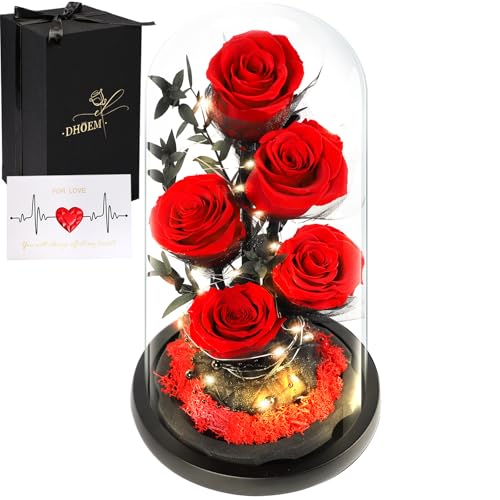 Valentines Day Gifts for Her Forever Flowers Roses in Glass Dome Delivery, Birthday Preserved Flower Gift for Women, Eternal Fresh Rose Flowers Mothers Day Gifts for Mom Wife Grandma(Royal Blue)