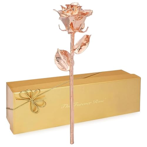 Forever Rose Real 24K Gold Rose & Clear Glass Bud Vase, Genuine One of a Kind Rose Hand Dipped in 24K Gold to Last a Lifetime