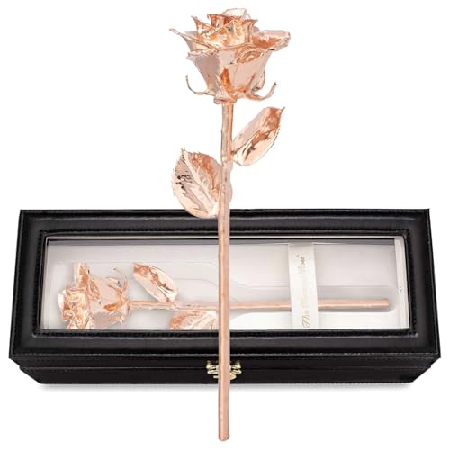 Forever Rose Real 24K Gold Rose & Clear Glass Bud Vase, Genuine One of a Kind Rose Hand Dipped in 24K Gold to Last a Lifetime