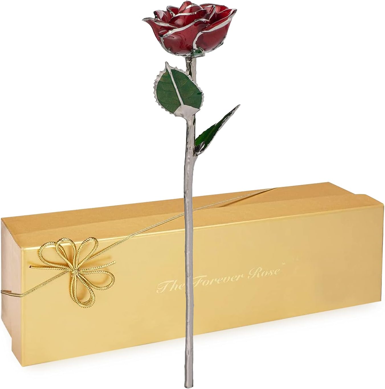 Forever Rose Real Red Rose, Genuine One of a Kind Rose Hand Dipped in Lacquer & Trimmed in Platinum