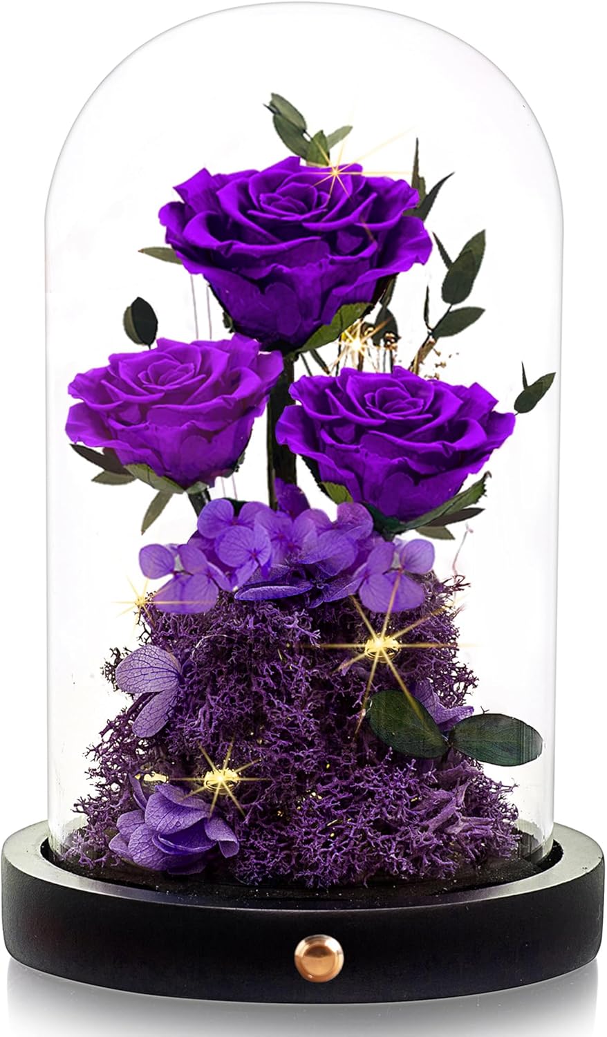 Valentines Day Flowers Roses Gifts for Her Preserved Roses in Glass Dome Forever Real Roses for Wife Girlfriend,Gifts Women Mom Best Friend Grandma,Purple Roses Gifts for Her.