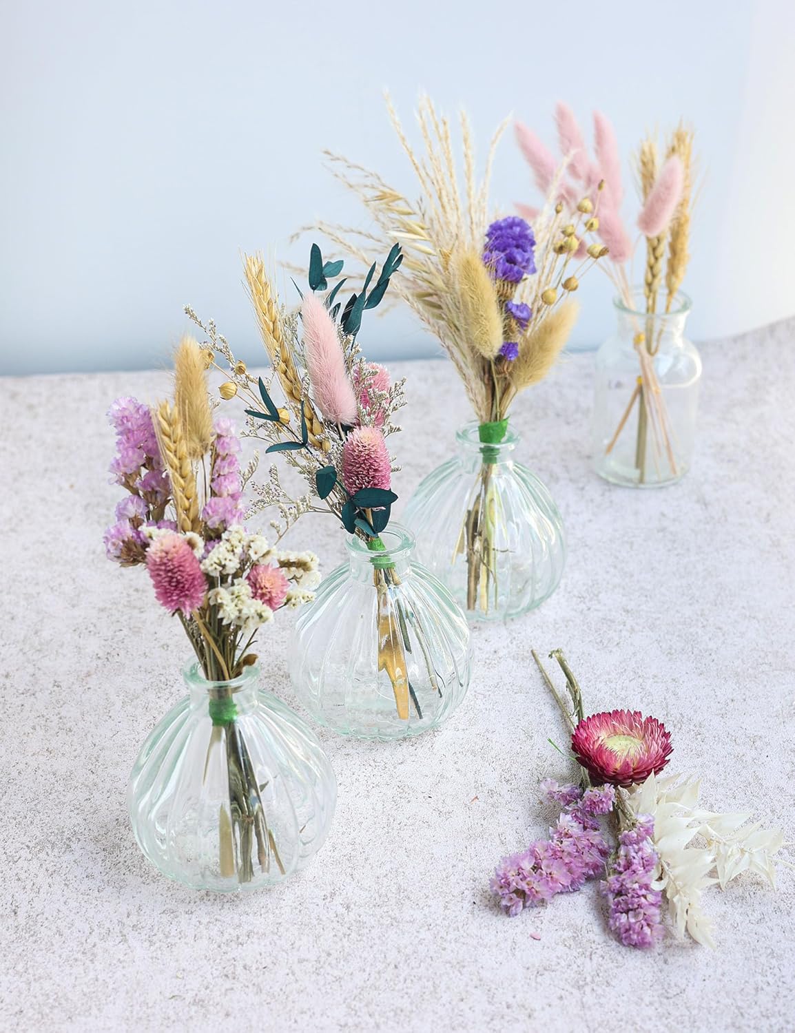 DIY Dried Flower Set, Bulk Dried Flowers,Handmade Ideas, DIY Flower Set Bouquet, Door Hanging Wreath, Desktop Decoration Mini Dried Flower (Pink)