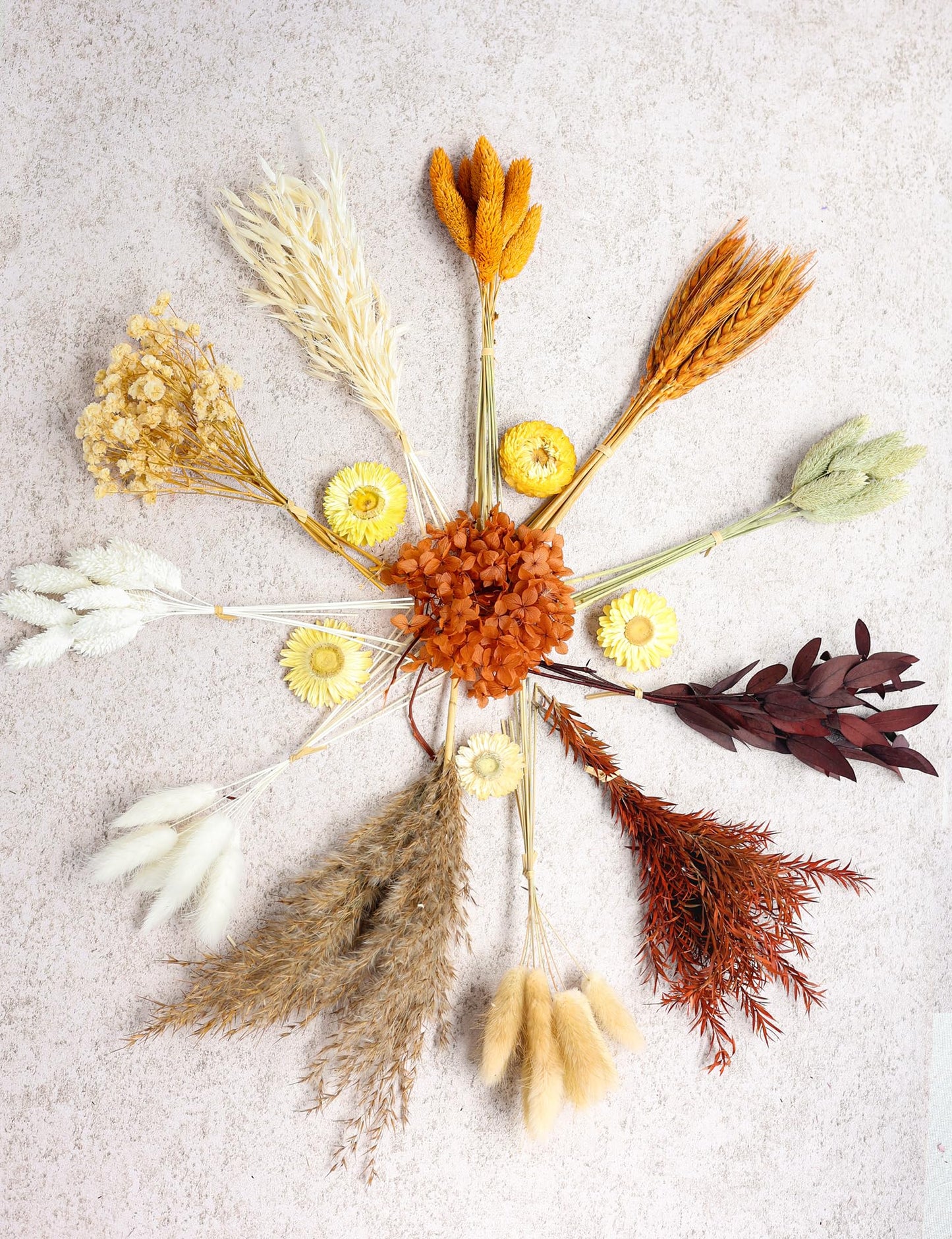 DIY Dried Flower Set, Bulk Dried Flowers,Autumn Decoration, DIY Bouquet Set, Door Hanging Wreath, Desktop Decorations Mini Dried Flowers (Orange)