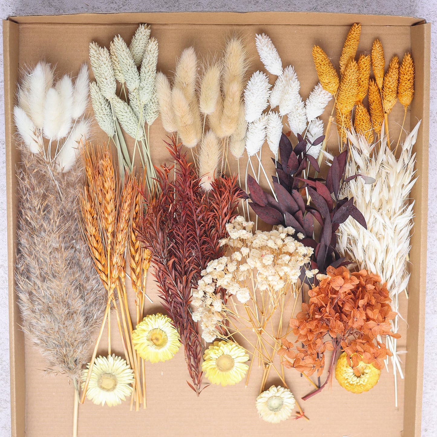 DIY Dried Flower Set, Bulk Dried Flowers,Autumn Decoration, DIY Bouquet Set, Door Hanging Wreath, Desktop Decorations Mini Dried Flowers (Orange)