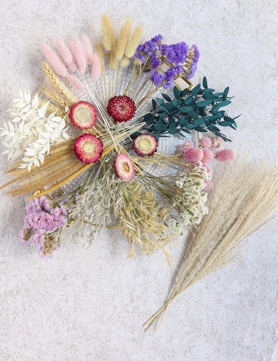 DIY Dried Flower Set, Bulk Dried Flowers,Handmade Ideas, DIY Flower Set Bouquet, Door Hanging Wreath, Desktop Decoration Mini Dried Flower (Pink)