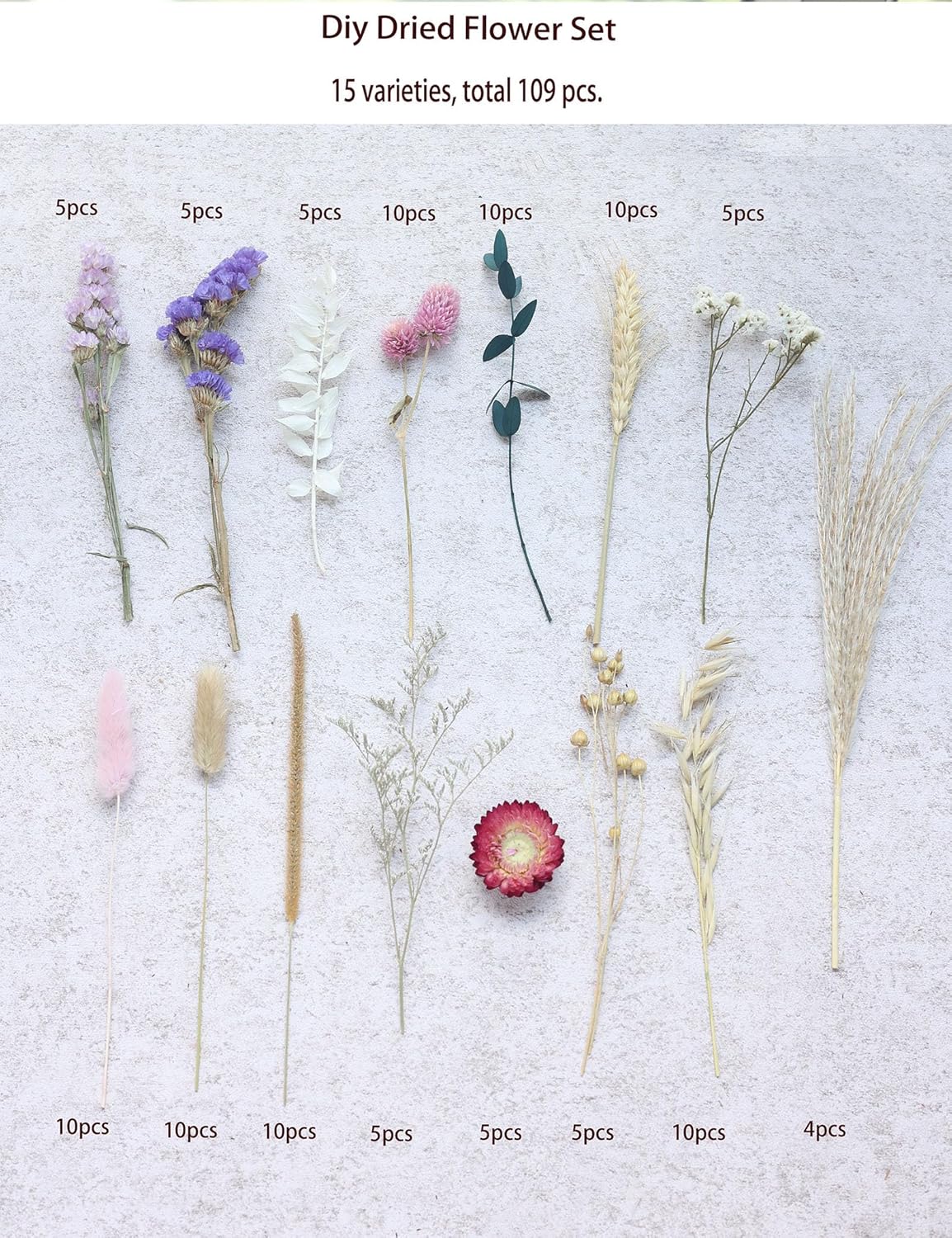 DIY Dried Flower Set, Bulk Dried Flowers,Handmade Ideas, DIY Flower Set Bouquet, Door Hanging Wreath, Desktop Decoration Mini Dried Flower (Pink)